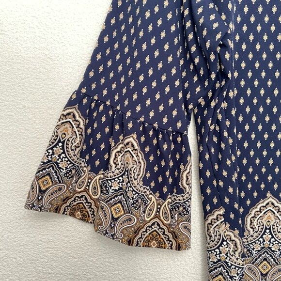 Charter Club Women's  Navy/Tan Pattern Pull-over Tunic, 3/4 Sleeve Plus Size 3X - Picture 3 of 6